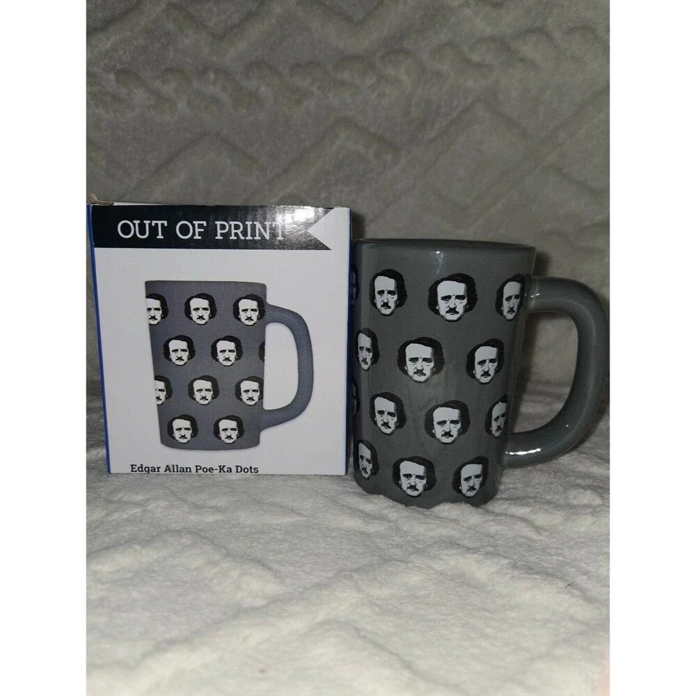Out of Print Edgar Allan Poe-ka Dots Grey Ceramic Mug